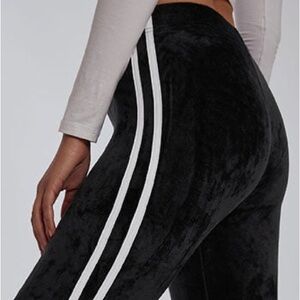 Black Velvet Joggers with White Stripes